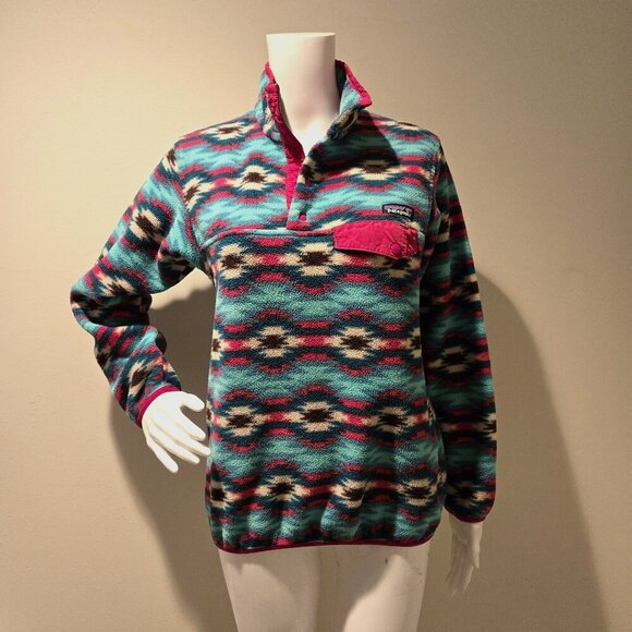 Patagonia Synchilla Snap-T Pullover Navajo Aztec Pink Southwestern XS - Picture 1 of 6